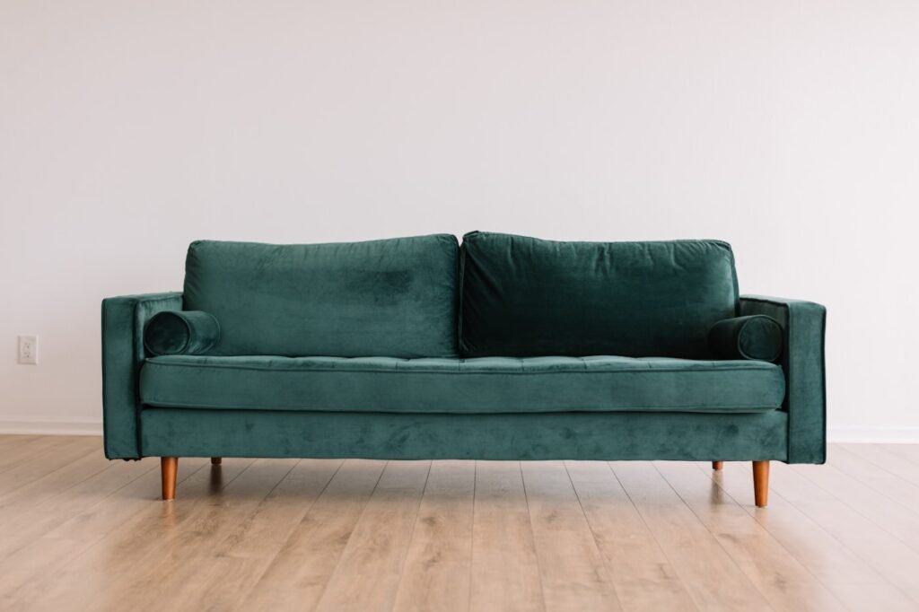 Clean sofa in a bright living room
