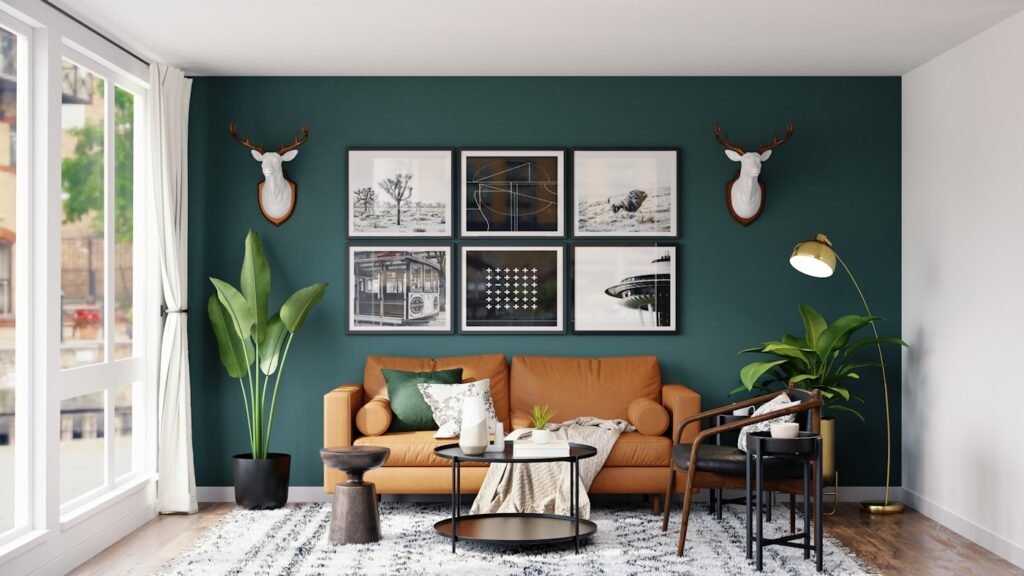 Stylish feature wall in a living room