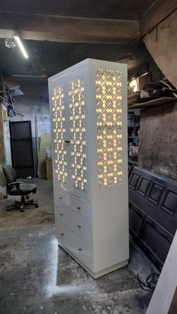 Backlit jaali cabinet made in our factory